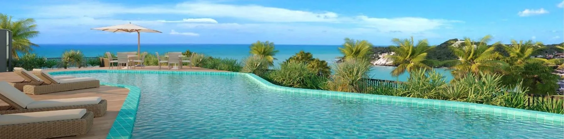 Piscina de borda infinita com vista para o mar de Ponta Negra